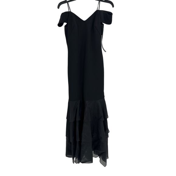 Aidan Mattox Black Bonded Crepe Off-the-Shoulder Mermaid Gown Size 6 - Picture 5 of 10